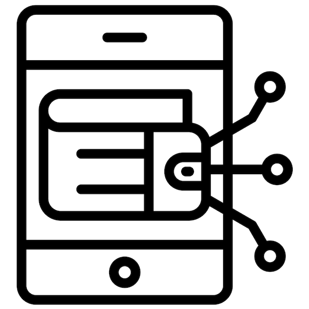 Ilustración del icono vectorial de billetera digital del conjunto de iconos de criptomonedas