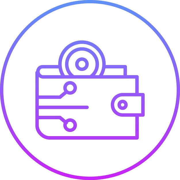 Ilustración del icono vectorial de billetera digital del conjunto de iconos de tecnología
