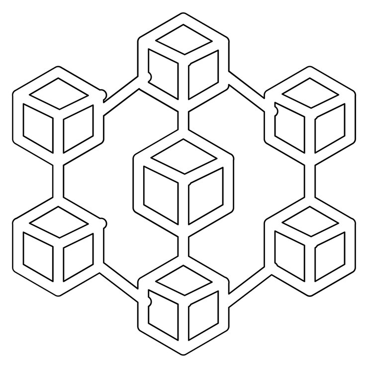 Vector ilustración del icono vectorial de blockchain del conjunto de iconos de tecnología