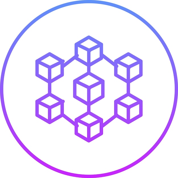 Ilustración del icono vectorial de Blockchain del conjunto de iconos de tecnología