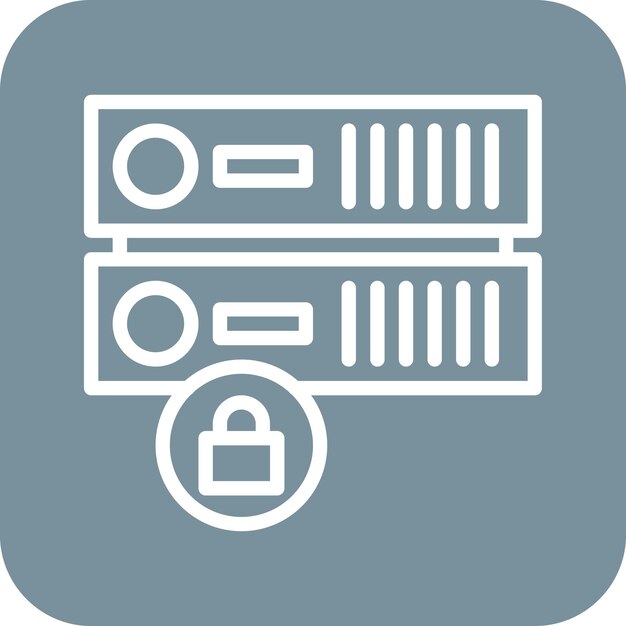 Ilustración del icono vectorial bloqueado del servidor del conjunto de iconos de Seguridad Cibernética