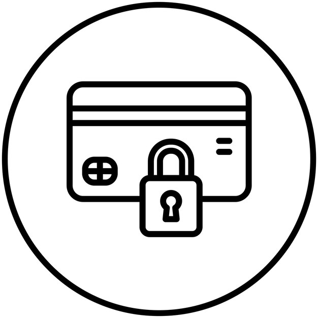 Ilustración del icono vectorial bloqueado de la tarjeta de crédito del conjunto de iconos de compras y comercio electrónico