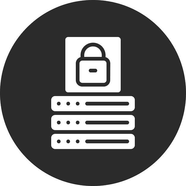 Ilustración del icono vectorial de bloqueo de la base de datos del conjunto de iconos de alojamiento web