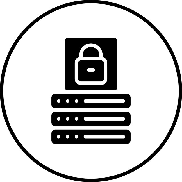 Ilustración del icono vectorial de bloqueo de la base de datos del conjunto de iconos de alojamiento web