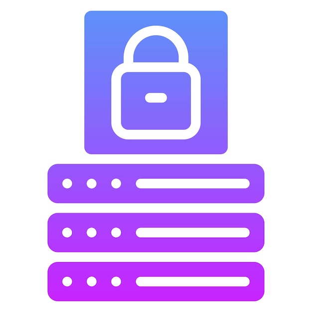 Ilustración del icono vectorial de bloqueo de la base de datos del conjunto de iconos de alojamiento web