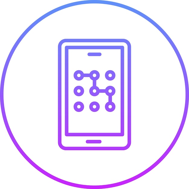 Ilustración del icono vectorial de bloqueo de patrón móvil del conjunto de iconos de protección y seguridad