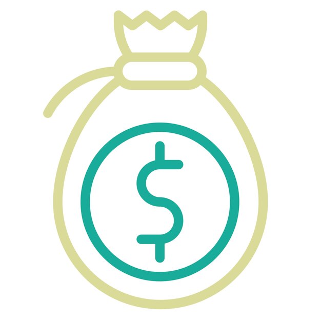 Ilustración del icono vectorial de la bolsa de dinero del conjunto de iconos de contabilidad