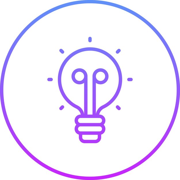 Ilustración del icono vectorial de la bombilla del conjunto de iconos de computadora y hardware