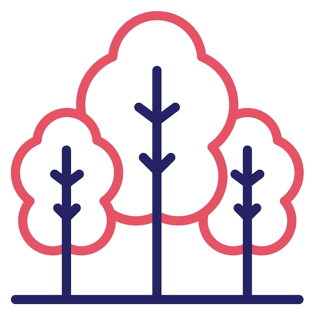 Ilustración del icono vectorial del bosque del conjunto de iconos de primavera