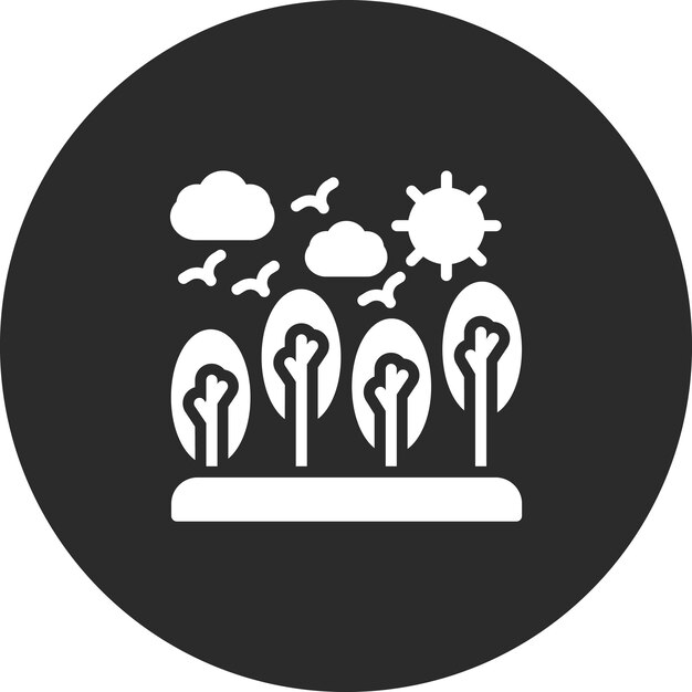 Ilustración del icono vectorial del bosque del conjunto de iconos del pueblo