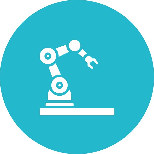 Ilustración del icono vectorial del brazo del robot del conjunto de iconos del proceso industrial