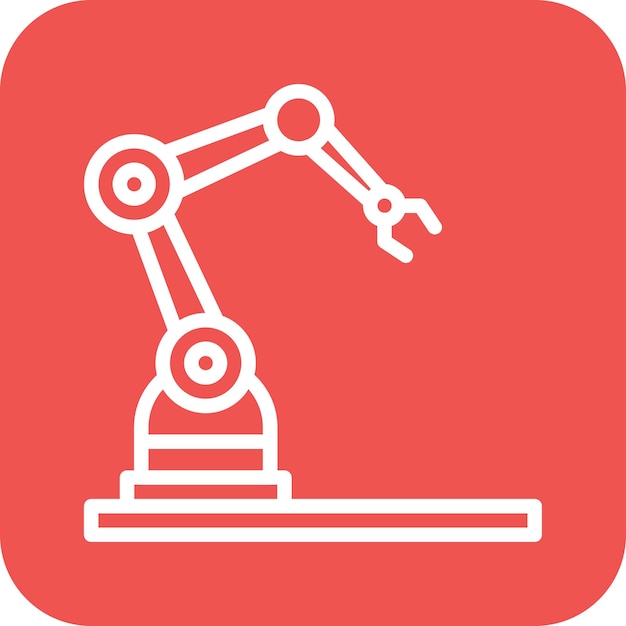Ilustración del icono vectorial del brazo del robot del conjunto de iconos del proceso industrial
