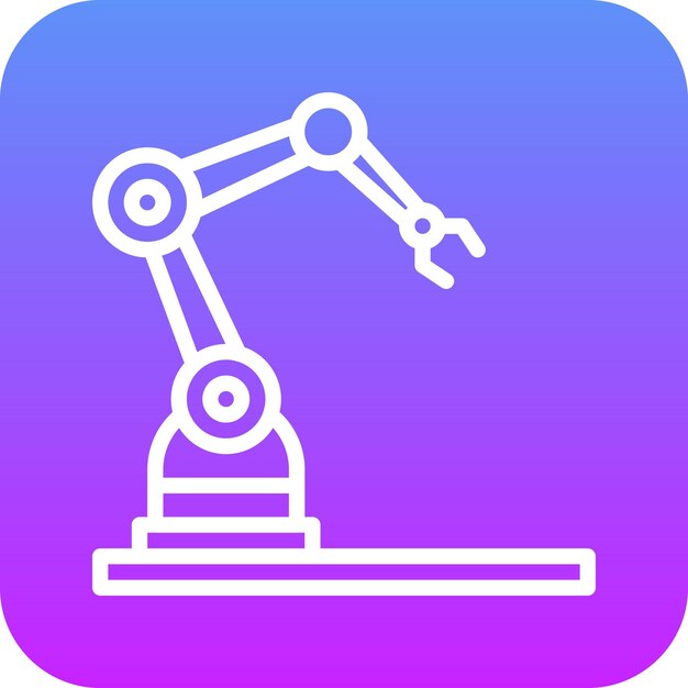 Ilustración del icono vectorial del brazo del robot del conjunto de iconos del proceso industrial