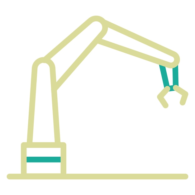 Ilustración del icono vectorial del brazo robótico del conjunto de iconos de procesos industriales