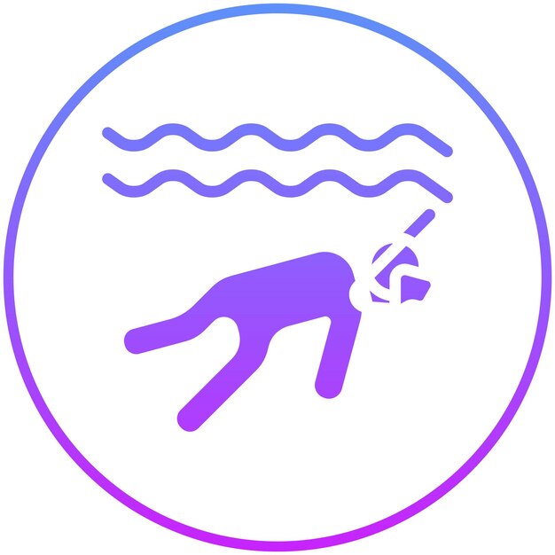 Ilustración del icono vectorial de buceo del conjunto de iconos de los Juegos Olímpicos