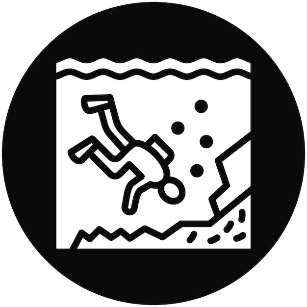 Ilustración del icono vectorial de buceo profundo del conjunto de iconos de vacaciones y turismo