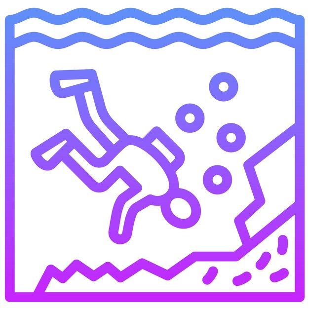 Ilustración del icono vectorial de buceo profundo del conjunto de iconos de vacaciones y turismo
