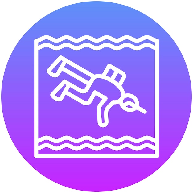 Ilustración del icono vectorial de buceo de vacaciones y turismo