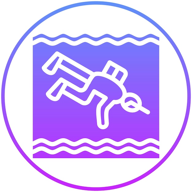 Ilustración del icono vectorial de buceo de vacaciones y turismo