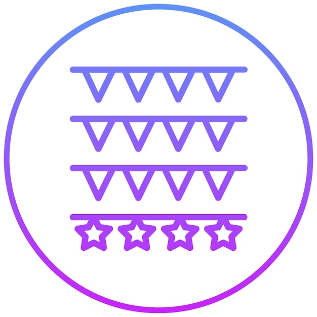 Ilustración del icono vectorial de Bunting del conjunto de iconos de Festa Junina