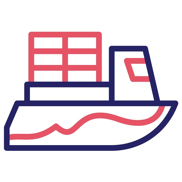 Ilustración del icono vectorial del buque de carga del conjunto de iconos de transporte