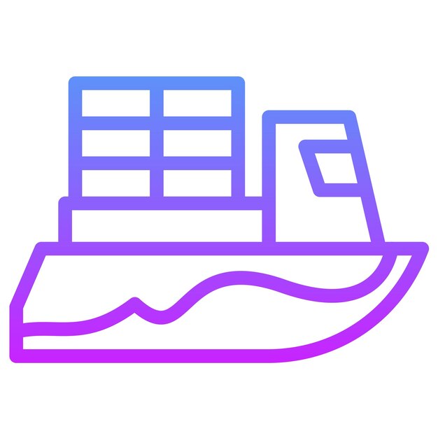 Ilustración del icono vectorial del buque de carga del conjunto de iconos de transporte