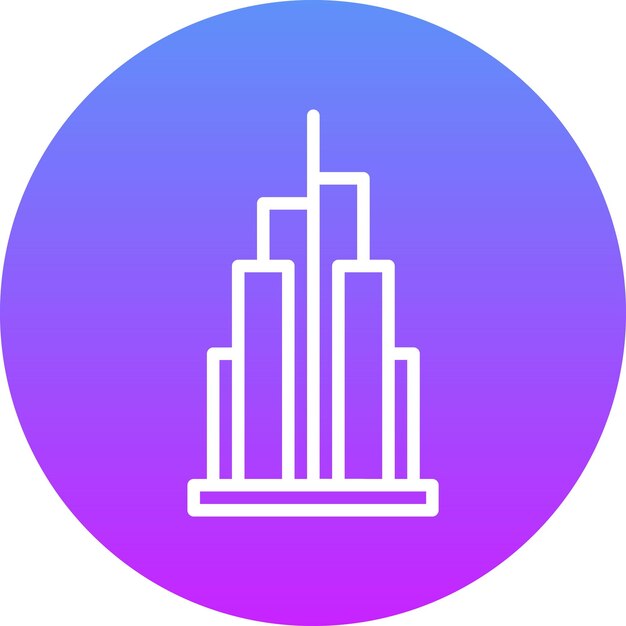 Ilustración del ícono vectorial del Burj Khalifa del conjunto de íconos de Dubai