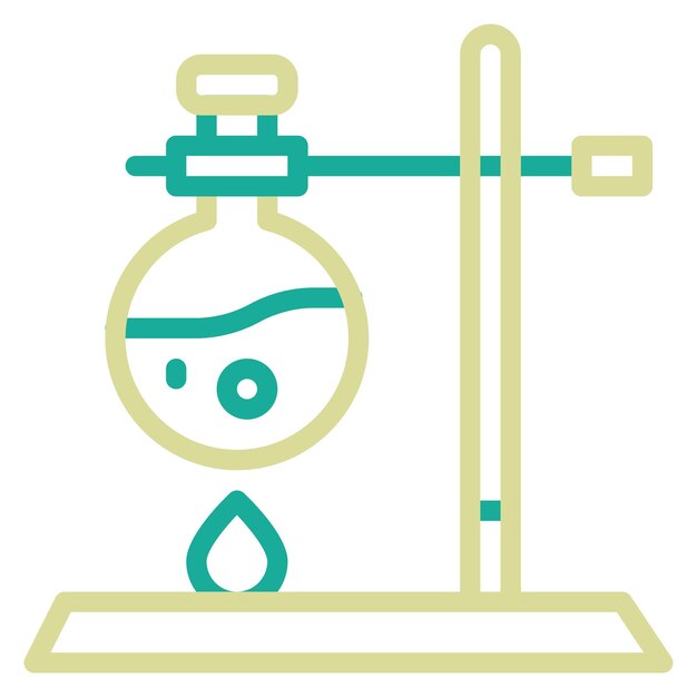 Ilustración del icono vectorial de Burning Flask del conjunto de iconos de Investigación y Ciencia