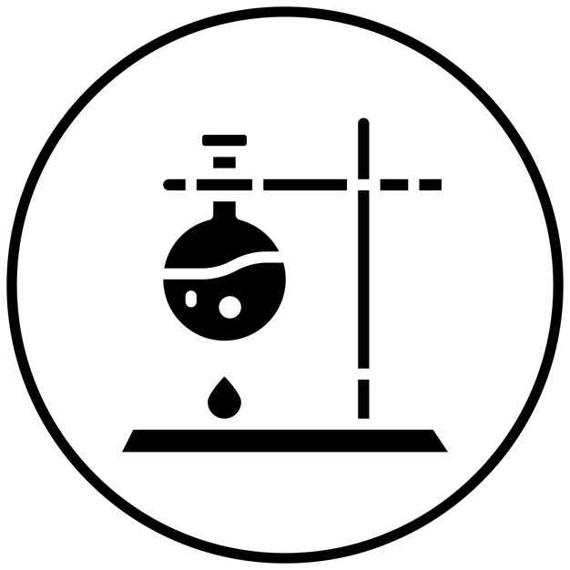 Ilustración del icono vectorial de Burning Flask del conjunto de iconos de Investigación y Ciencia