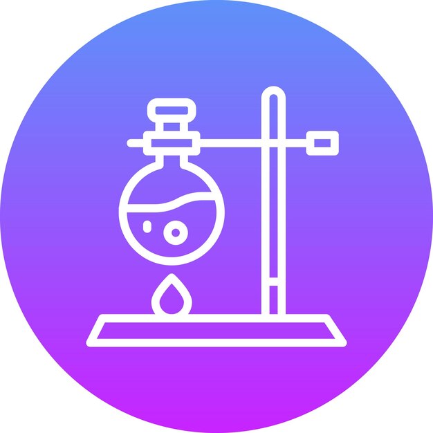 Ilustración del icono vectorial de Burning Flask del conjunto de iconos de Investigación y Ciencia