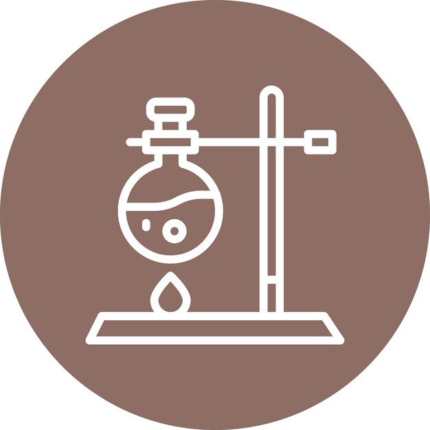 Ilustración del icono vectorial de Burning Flask del conjunto de iconos de Investigación y Ciencia