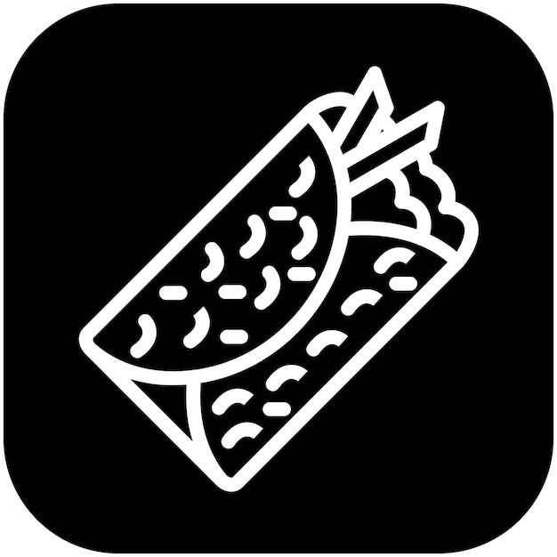 Ilustración del icono vectorial de Burrito del conjunto de iconos de Street Food