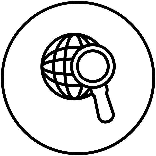 Ilustración del icono vectorial de búsqueda global del conjunto de iconos de marketing de OnLSCE