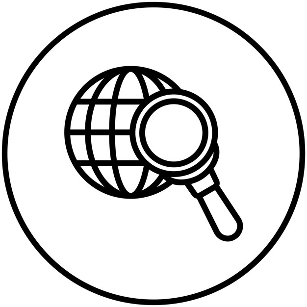 Ilustración del icono vectorial de búsqueda global del conjunto de iconos de SEO y Web