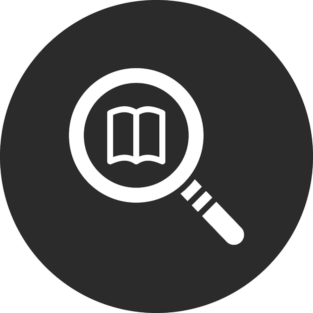 Ilustración del icono vectorial de búsqueda de libros del conjunto de iconos de la biblioteca