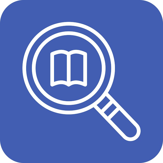 Ilustración del icono vectorial de búsqueda de libros del conjunto de iconos de la biblioteca