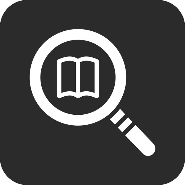 Ilustración del icono vectorial de búsqueda de libros del conjunto de iconos de la biblioteca