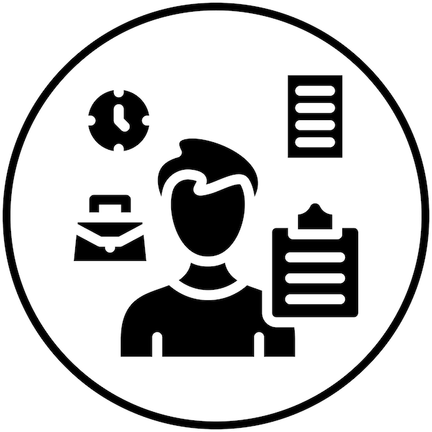Ilustración del icono vectorial de Busy Man del conjunto de iconos de capacitación empresarial