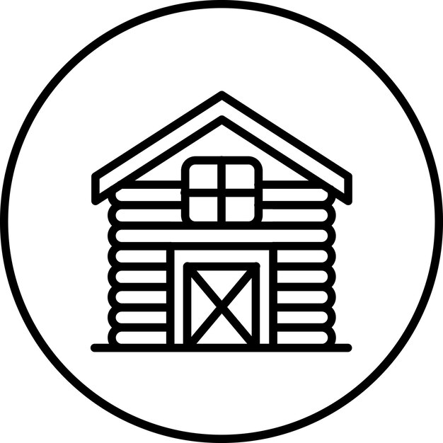 Ilustración del icono vectorial de la cabaña del icono del pueblo