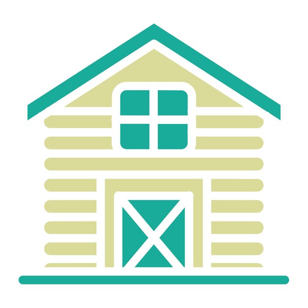 Ilustración del icono vectorial de la cabaña del icono del pueblo