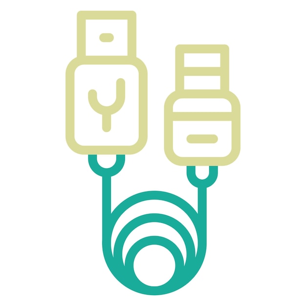 Ilustración del icono vectorial de cable USB del conjunto de iconos de computadora y hardware
