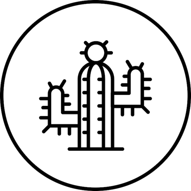 Ilustración del icono vectorial del cactus del conjunto de iconos de la vida familiar