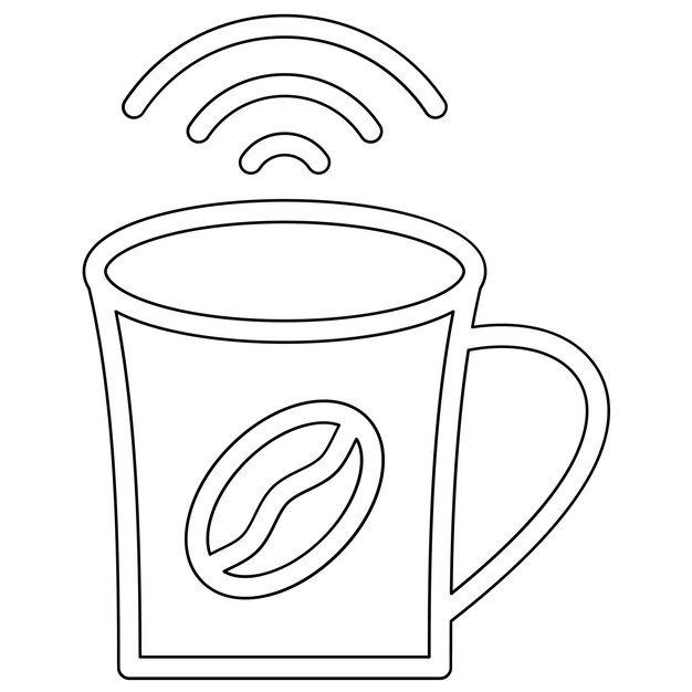 Ilustración del icono vectorial de Cafe Wifi del conjunto de iconos de Coffee Shop