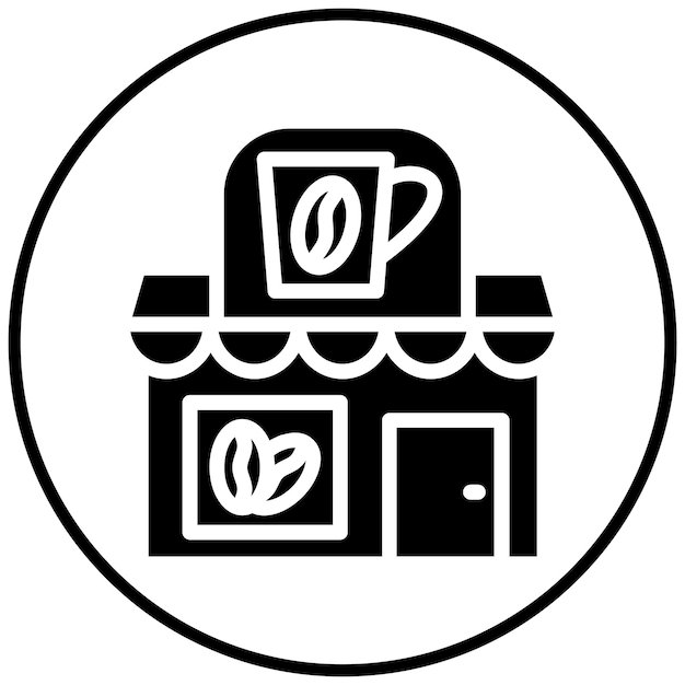 Ilustración del icono vectorial de la cafetería del conjunto de iconos de tiendas y tiendas