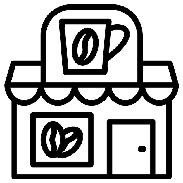 Ilustración del icono vectorial de la cafetería del conjunto de iconos de tiendas y tiendas