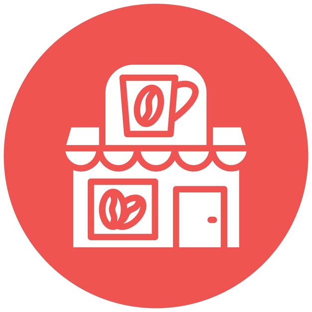 Ilustración del icono vectorial de la cafetería del conjunto de iconos de tiendas y tiendas