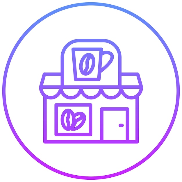Ilustración del icono vectorial de la cafetería del conjunto de iconos de tiendas y tiendas