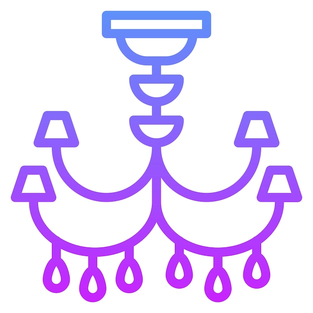 Ilustración del icono vectorial de Cahndelier del conjunto de iconos interiores