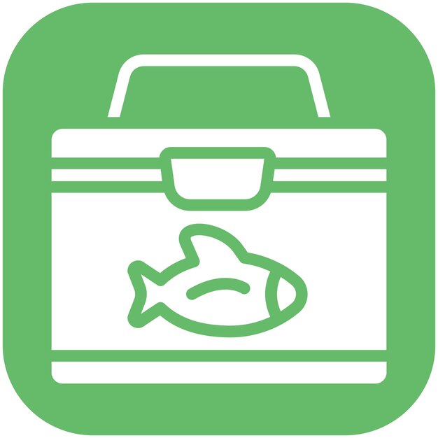 Ilustración del icono vectorial de la caja de aparejos del conjunto de iconos de pesca
