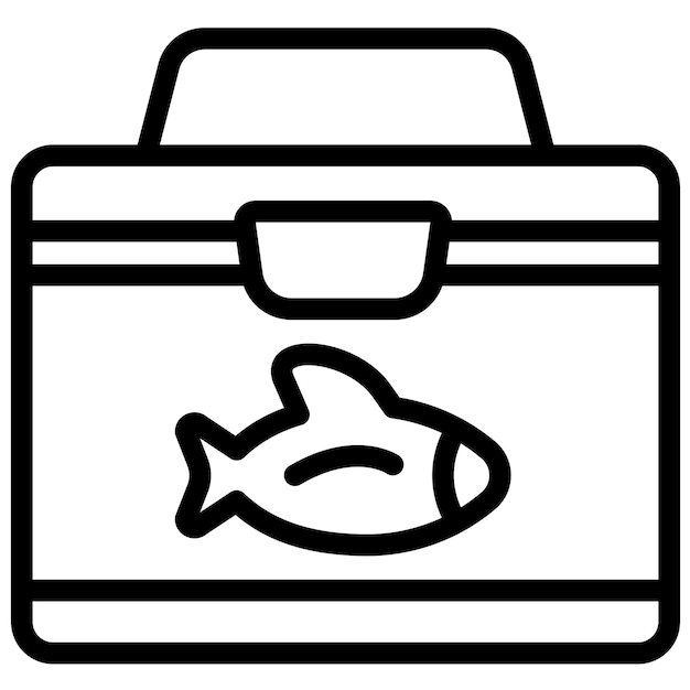 Ilustración del icono vectorial de la caja de aparejos del conjunto de iconos de pesca